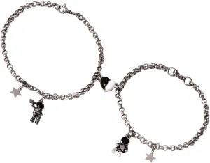 1 Pair Couple Wrist Bracelet Adjustable Astronaut Design Unique Matching Jewelry for Lovers Present for Friendship and Love and Heart Star Theme
