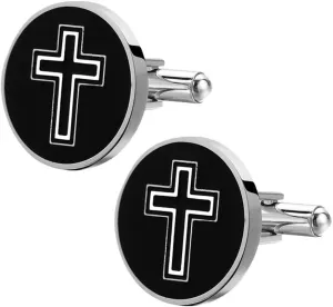 1 Pair of Fashionable Cufflinks Male Cufflinks Cross Pattern Buttons (Black) for Home/Wall/Room Decorations