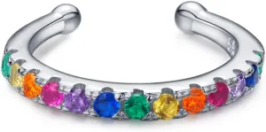 1 PCS Ear Cuff Rainbow Zirconia Elegant Clip Earrings For Women Jewelry Gifts