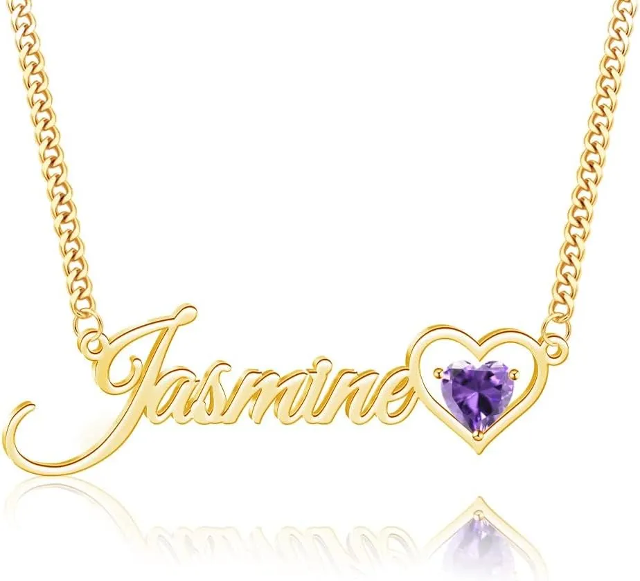 10K 14K 18K Gold Name Necklace Personalized for Women Custom Nameplate Necklaces Customized Jewelry Gifts for Women Mom Her Birthday Valentine's Day