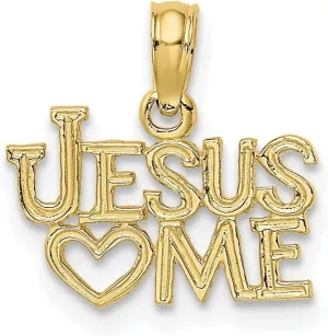 10K Yellow Gold Polished/Engraved JESUS HEART ME Pendant