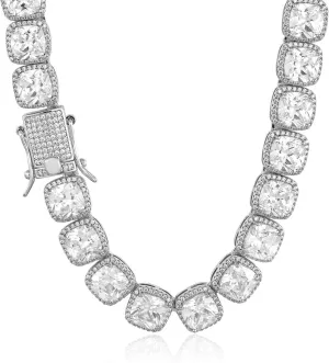 10mm Tennis Chain for Men Cluster Lab Diamond Iced Out Necklace, Real 18K Gold/White Gold/Rose Gold Plated Choker Necklaces for Women with Full Iced Clasp