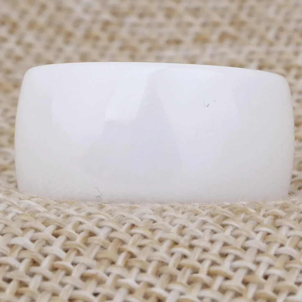 12mm High Polished Classic Simple Plain White Ceramic Wedding Band Ring