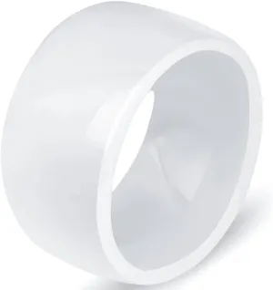 12mm High Polished Classic Simple Plain White Ceramic Wedding Band Ring