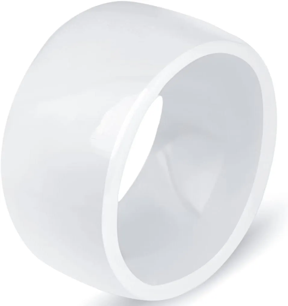 12mm High Polished Classic Simple Plain White Ceramic Wedding Band Ring