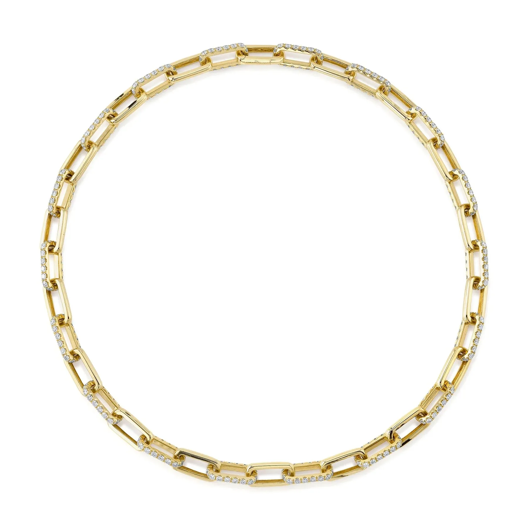 13.01CT DIAMOND PAVE PAPER CLIP LINK NECKLACE