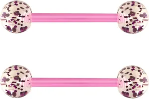14G Flexible Acrylic Nipple Rings Colorful Bioplast Ball Straight Barbell Bars Tongue Ring 16mm(5/8Inch) Body Piercing Jewelry