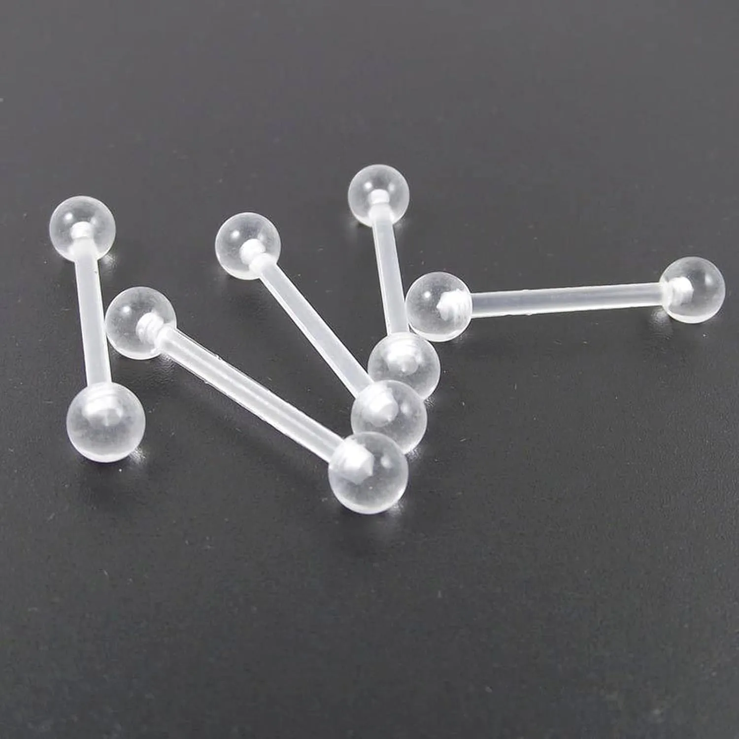14G Flexible Acrylic Nipple Rings Solid Bioplast Ball Straight Barbell Bars Tongue Ring 16mm/20mm (5/8Inch / 13/16Inch) Body Piercing Jewelry