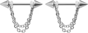 14G Stainless Steel Nipple Rings Chain Straight Barbell Bars Tongue Ring 14mm(9/16Inch) Body Piercing Jewelry