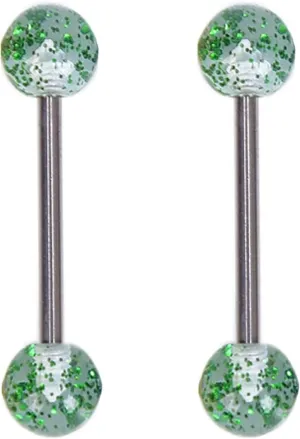 14G Stainless Steel Nipple Rings Colorful Bioplast Ball Straight Barbell Bars Tongue Ring 16mm(5/8Inch) Body Piercing Jewelry