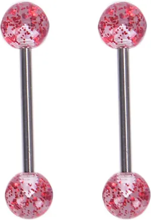 14G Stainless Steel Nipple Rings Colorful Bioplast Ball Straight Barbell Bars Tongue Ring 16mm(5/8Inch) Body Piercing Jewelry