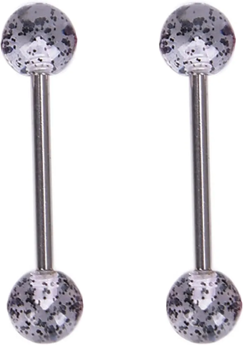 14G Stainless Steel Nipple Rings Colorful Bioplast Ball Straight Barbell Bars Tongue Ring 16mm(5/8Inch) Body Piercing Jewelry