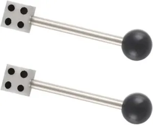14G Stainless Steel Nipple Rings Colorful Bioplast Dice Straight Barbell Bars Tongue Ring 10mm(3/8 Inch) Body Piercing Jewelry