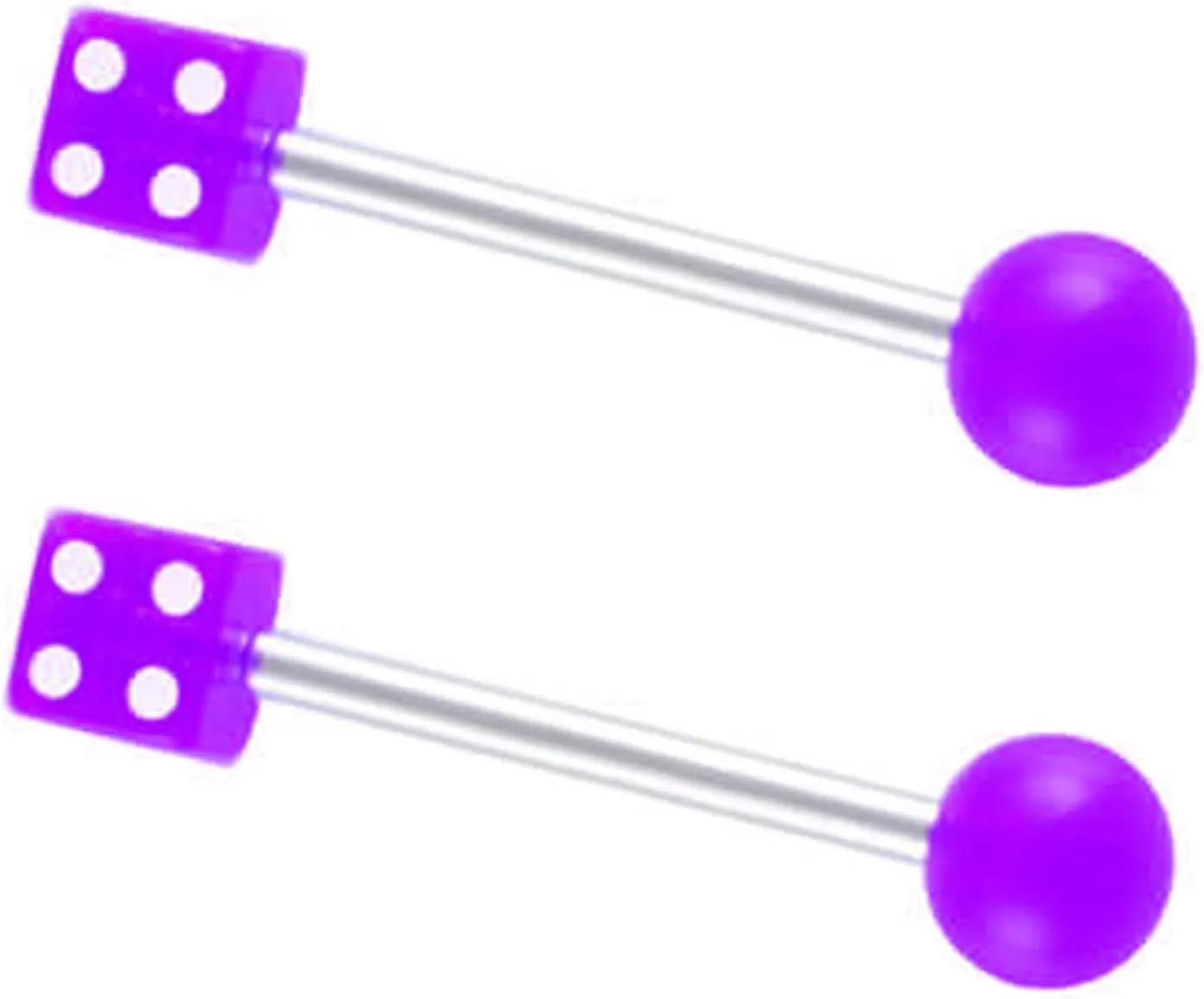 14G Stainless Steel Nipple Rings Colorful Bioplast Dice Straight Barbell Bars Tongue Ring 10mm(3/8 Inch) Body Piercing Jewelry