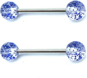 14G Stainless Steel Nipple Rings Colorful Bioplast Straight Barbell Bars Tongue Ring 16mm(1.6Inch) Body Piercing Jewelry