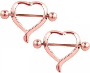 14G Stainless Steel Nipple Rings Cute Heart Straight Barbell Bars Tongue Ring 16mm(5/8Inch) Body Piercing Jewelry