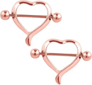 14G Stainless Steel Nipple Rings Cute Heart Straight Barbell Bars Tongue Ring 16mm(5/8Inch) Body Piercing Jewelry