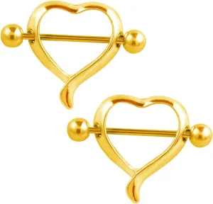 14G Stainless Steel Nipple Rings Cute Heart Straight Barbell Bars Tongue Ring 16mm(5/8Inch) Body Piercing Jewelry
