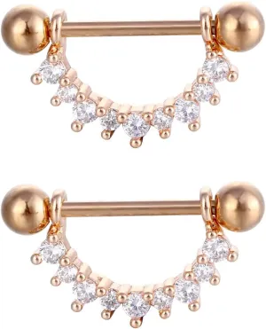 14G Stainless Steel Nipple Rings CZ Cute U Paw Straight Barbell Bars Tongue Ring 16mm(5/8Inch) Body Piercing Jewelry