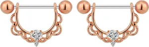 14G Stainless Steel Nipple Rings CZ Flower Straight Barbell Bars Tongue Ring 14mm(9/16Inch) Body Piercing Jewelry