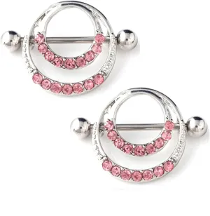 14G Stainless Steel Nipple Rings CZ Round Straight Barbell Bars Tongue Ring 16mm(5/8Inch) Body Piercing Jewelry