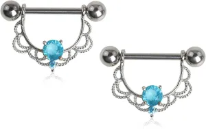 14G Stainless Steel Nipple Rings CZ Straight Barbell Bars Tongue Ring 14mm(9/16Inch) Body Piercing Jewelry