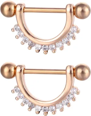 14G Stainless Steel Nipple Rings CZ U Straight Barbell Bars Tongue Ring 16mm(5/8Inch) Body Piercing Jewelry