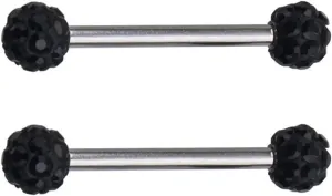 14G Stainless Steel Nipple Rings Glitter CZ Balls Straight Barbell Bars Tongue Ring 16mm(5/8 Inch) Body Piercing Jewelry
