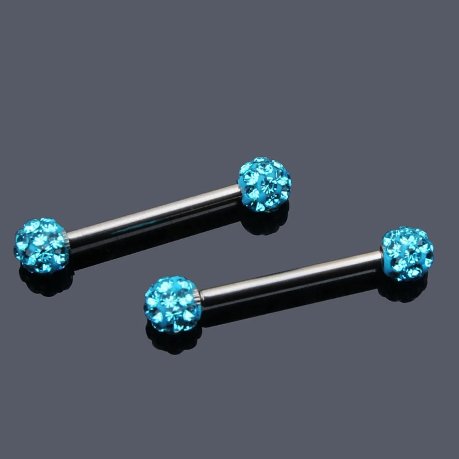 14G Stainless Steel Nipple Rings Glitter CZ Bioplast Ball Straight Barbell Bars Tongue Ring 16mm(5/8Inch) Body Piercing Jewelry