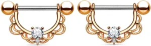 14G Stainless Steel Nipple Rings Glitter CZ Classic Flower Straight Barbell Bars Tongue Ring 16mm(5/8Inch) Body Piercing Jewelry
