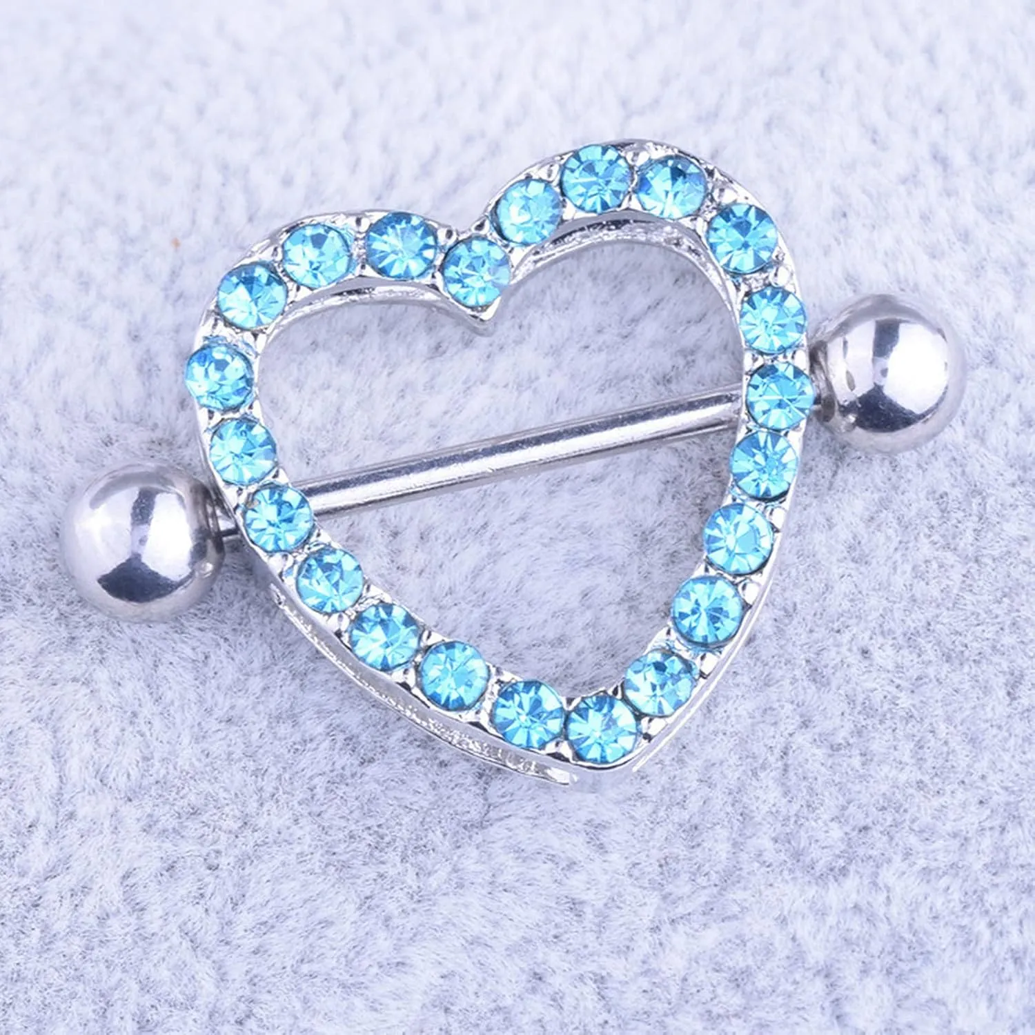 14G Stainless Steel Nipple Rings Glitter CZ Hearts Straight Barbell Bars Tongue Ring 16mm(5/8Inch) Body Piercing Jewelry