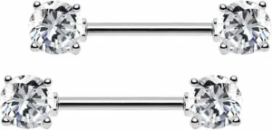 14G Stainless Steel Nipple Rings Glitter CZ Paw Balls Straight Barbell Bars Tongue Ring 16mm(5/8Inch) Body Piercing Jewelry