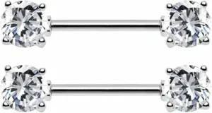 14G Stainless Steel Nipple Rings Glitter CZ Paw Straight Barbell Bars Tongue Ring 16mm(5/8Inch) Body Piercing Jewelry