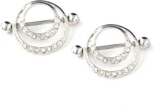 14G Stainless Steel Nipple Rings Glitter CZ Round Straight Barbell Bars Tongue Ring 14mm(9/16Inch) Body Piercing Jewelry