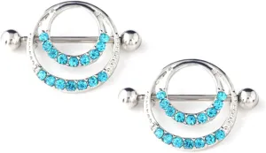 14G Stainless Steel Nipple Rings Glitter CZ Round Straight Barbell Bars Tongue Ring 14mm(9/16Inch) Body Piercing Jewelry