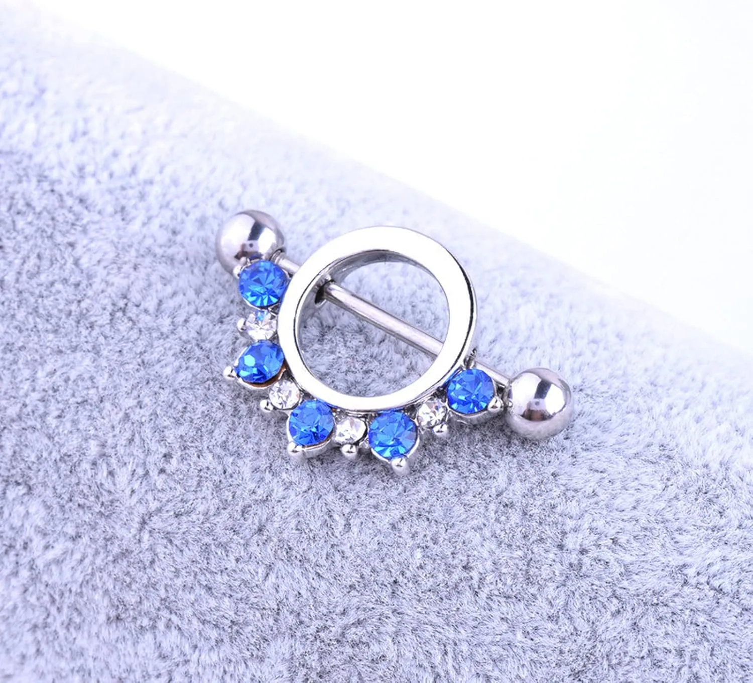 14G Stainless Steel Nipple Rings Glitter CZ Round Straight Barbell Bars Tongue Ring 16mm(5/8Inch) Body Piercing Jewelry