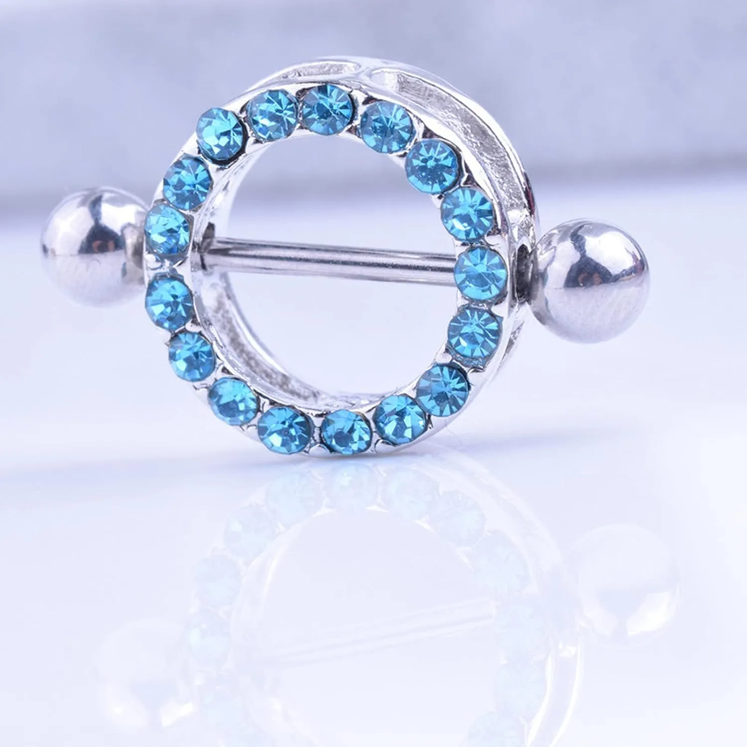 14G Stainless Steel Nipple Rings Glitter CZ Round Straight Barbell Bars Tongue Ring 16mm(5/8Inch) Body Piercing Jewelry