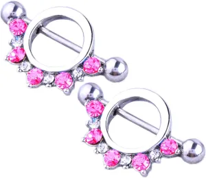 14G Stainless Steel Nipple Rings Glitter CZ Round Straight Barbell Bars Tongue Ring 16mm(5/8Inch) Body Piercing Jewelry