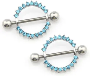 14G Stainless Steel Nipple Rings Glitter CZ Silver Round Straight Barbell Bars Tongue Ring 14mm(9/16Inch) Body Piercing Jewelry
