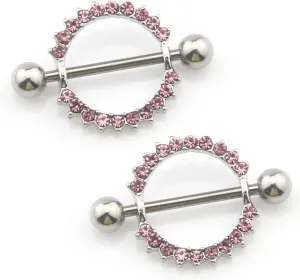 14G Stainless Steel Nipple Rings Glitter CZ Silver Round Straight Barbell Bars Tongue Ring 14mm(9/16Inch) Body Piercing Jewelry