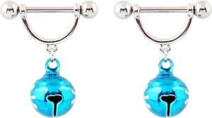 14G Stainless Steel Nipple Rings Glitter Snowflake Bell Straight Barbell Bars Tongue Ring 16mm(5/8 Inch) Body Piercing Jewelry