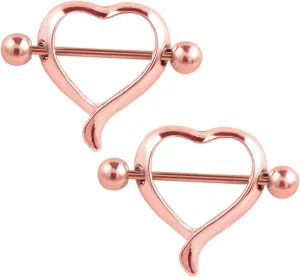 14G Stainless Steel Nipple Rings Heart Straight Barbell Bars Tongue Ring 14mm(9/16Inch) Body Piercing Jewelry