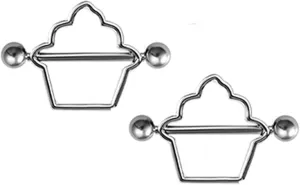 14G Stainless Steel Nipple Rings Ice Cream Straight Barbell Bars Tongue Ring 16mm(5/8Inch) Body Piercing Jewelry