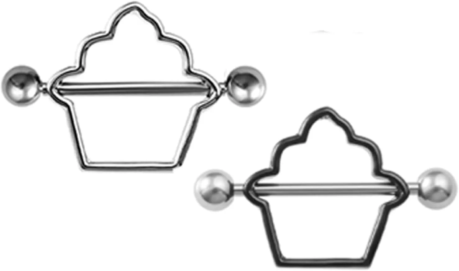 14G Stainless Steel Nipple Rings Ice Cream Straight Barbell Bars Tongue Ring 16mm(5/8Inch) Body Piercing Jewelry