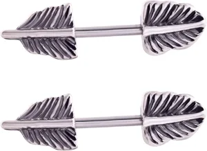 14G Stainless Steel Nipple Rings Leaf Straight Barbell Bars Tongue Ring 14?mm(9/16Inch) Body Piercing Jewelry