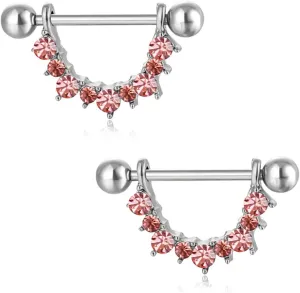 14G Stainless Steel Nipple Rings Silver Glitter CZ U-Shape Straight Barbell Bars Tongue Ring 16mm(5/8Inch) Body Piercing Jewelry
