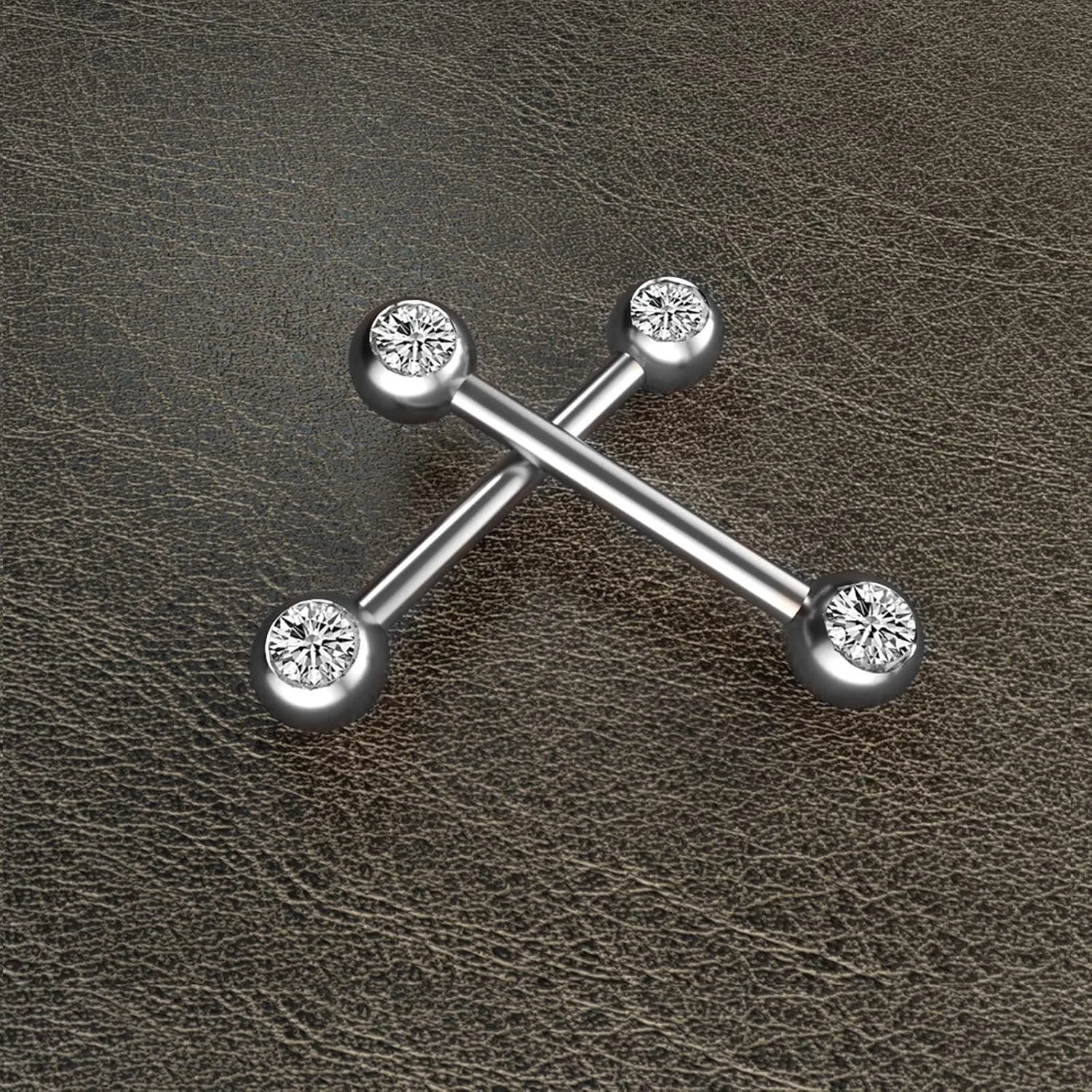 14G Stainless Steel Nipple Rings Solid CZ Balls Straight Barbell Bars Tongue Ring 16mm(5/8Inch) Body Piercing Jewelry