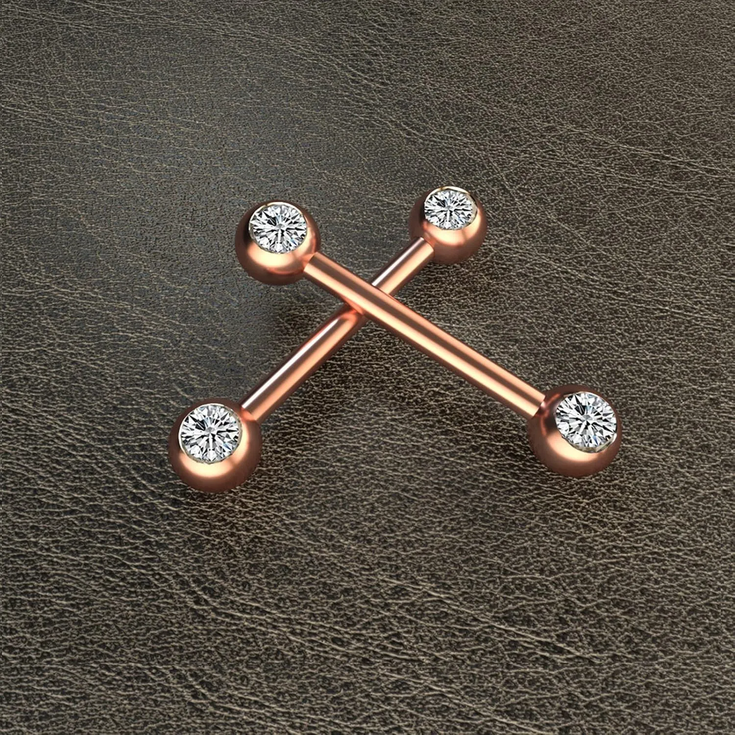 14G Stainless Steel Nipple Rings Solid CZ Balls Straight Barbell Bars Tongue Ring 16mm(5/8Inch) Body Piercing Jewelry