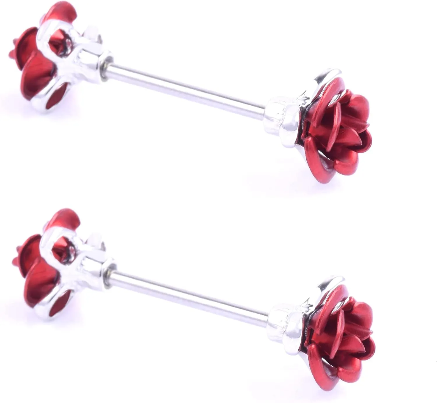 14G Stainless Steel Nipple Rings Solid Rose Straight Barbell Bars Tongue Ring 16mm(5/8Inch) Body Piercing Jewelry