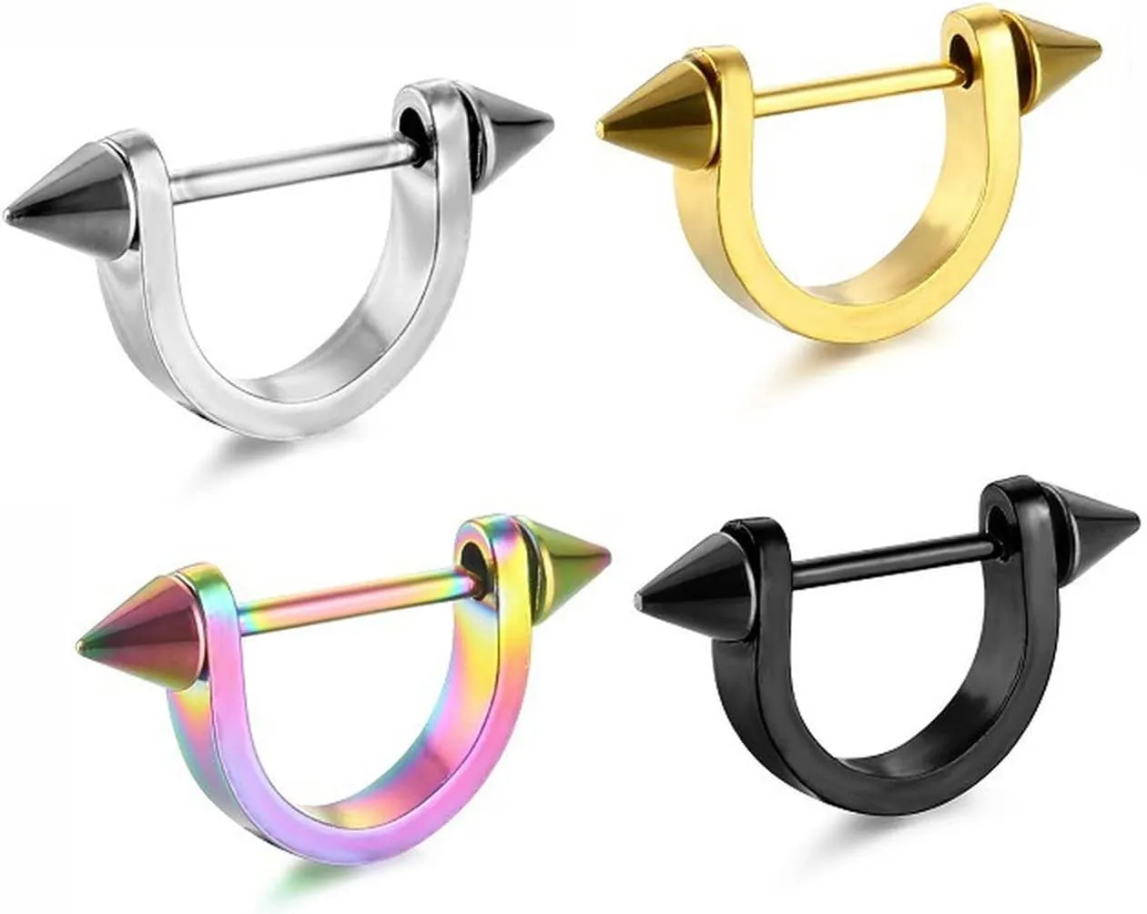 14G Stainless Steel Nipple Rings Solid U-Shape Straight Barbell Bars Tongue Ring 16mm(5/8Inch) Body Piercing Jewelry